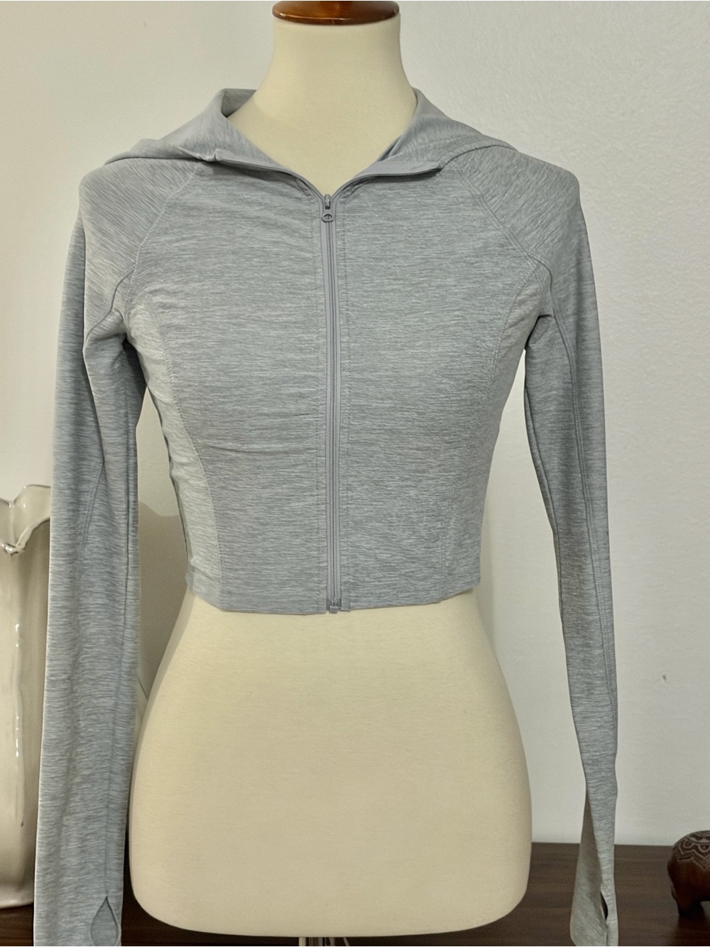 Forever 21 Gray Cropped Zip Hoodie
